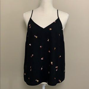Black cami with small flower print